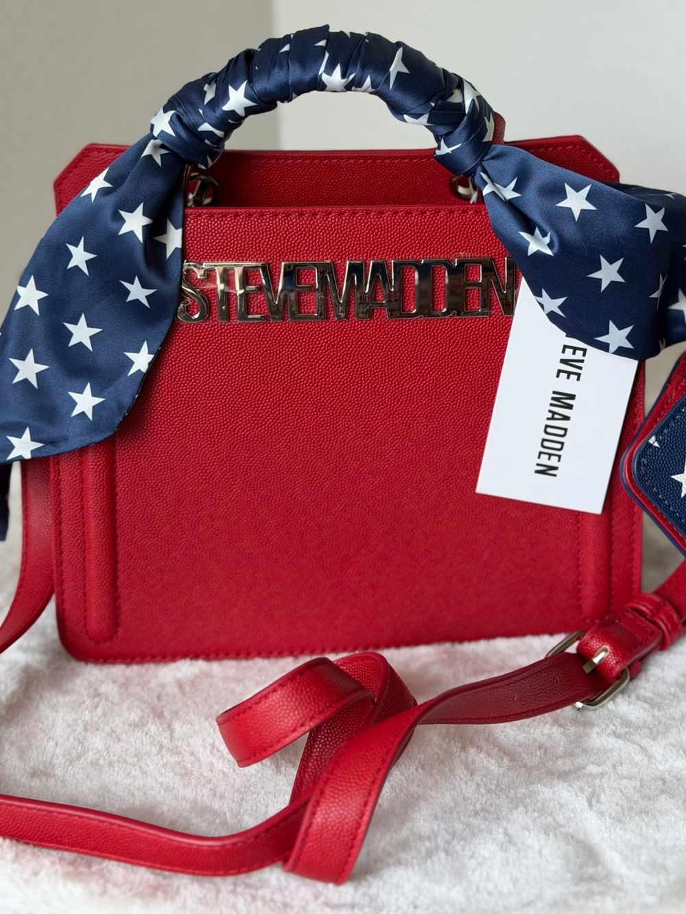 Steve madden red white blue 4th of July America denim satchel crossbody bag